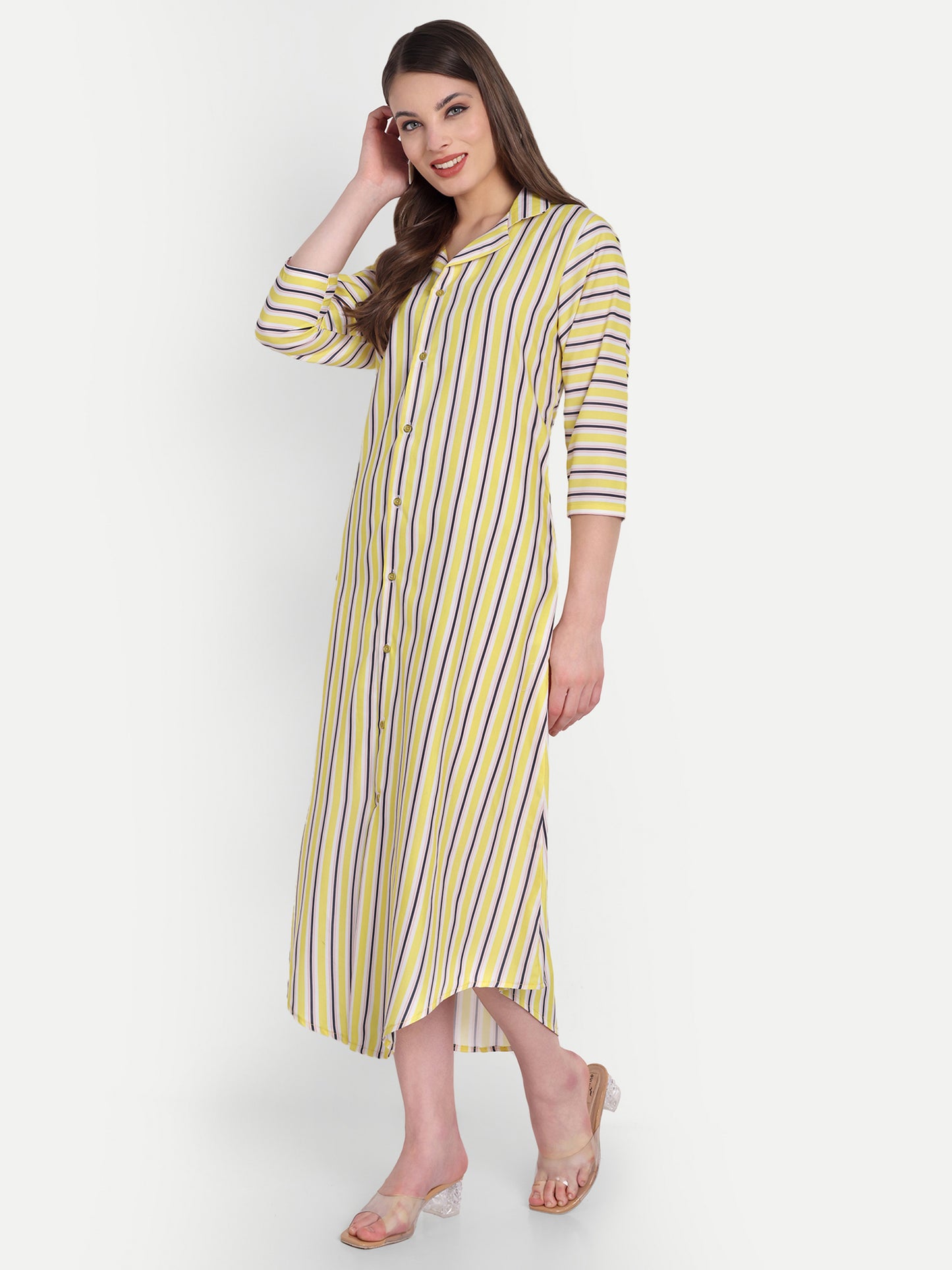 Women Ethnic Kurti – Long Kurti for Festive & Casual Wear yellow