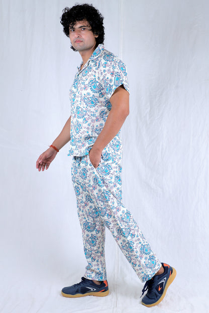Men’s Co-Ord Set – Trendy T-Shirt & Bottom Wear Combo off white