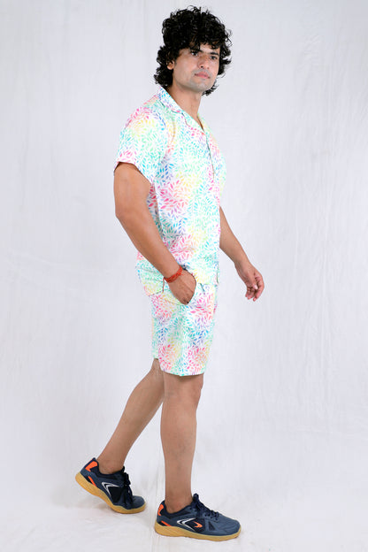 Men’s Co-Ord Set – Trendy T-Shirt & Bottom Wear Combo cyan