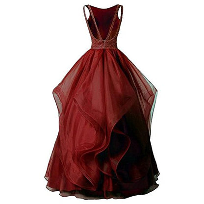 Elegant Women Embellished Sequined Boat Neck Net Fit & Flare Maxi Dress – Party & Evening Gown maroon