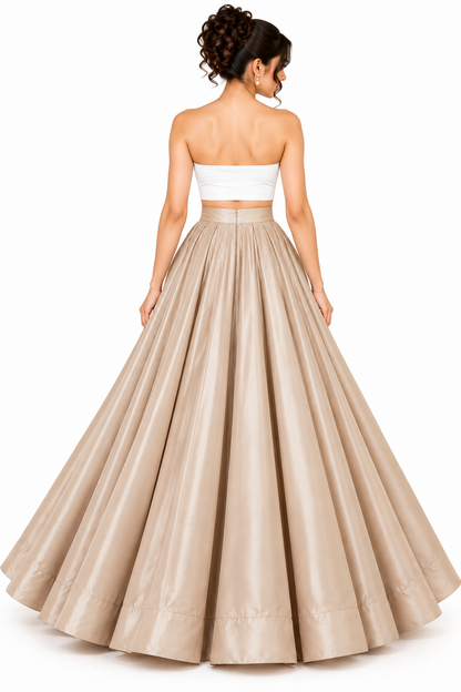 Beige Satin Skirt for Women for Parties and Special Occasions