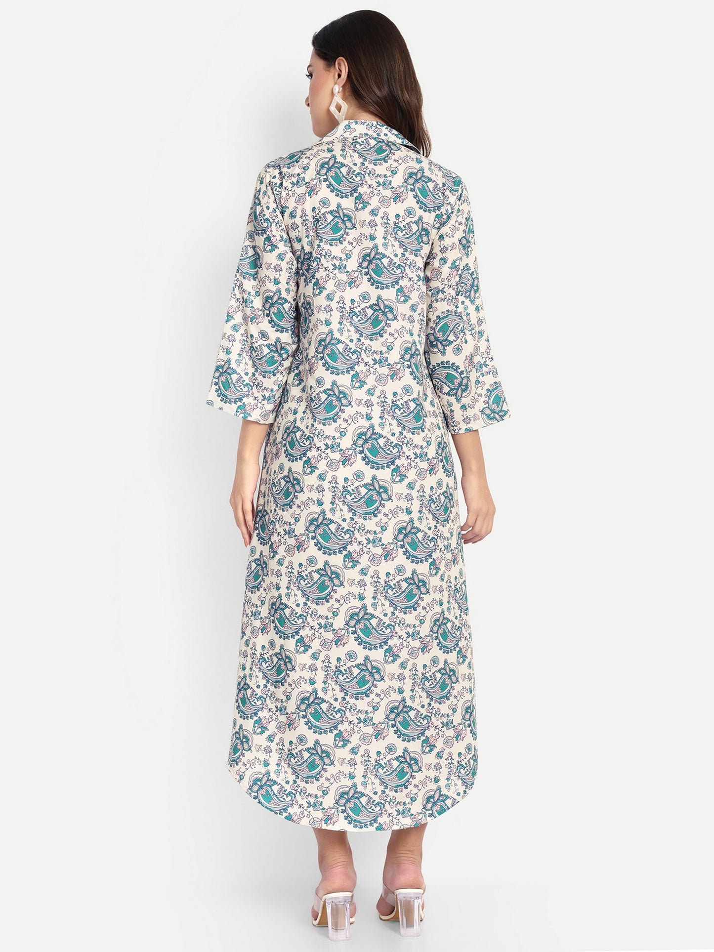 Women Ethnic Kurti – Long Kurti for Festive & Casual Wear off white