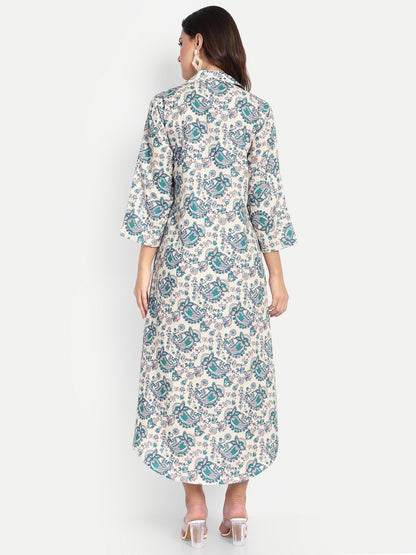 Women Ethnic Kurti – Long Kurti for Festive & Casual Wear off white