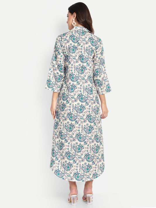 Women Ethnic Kurti – Long Kurti for Festive & Casual Wear off white