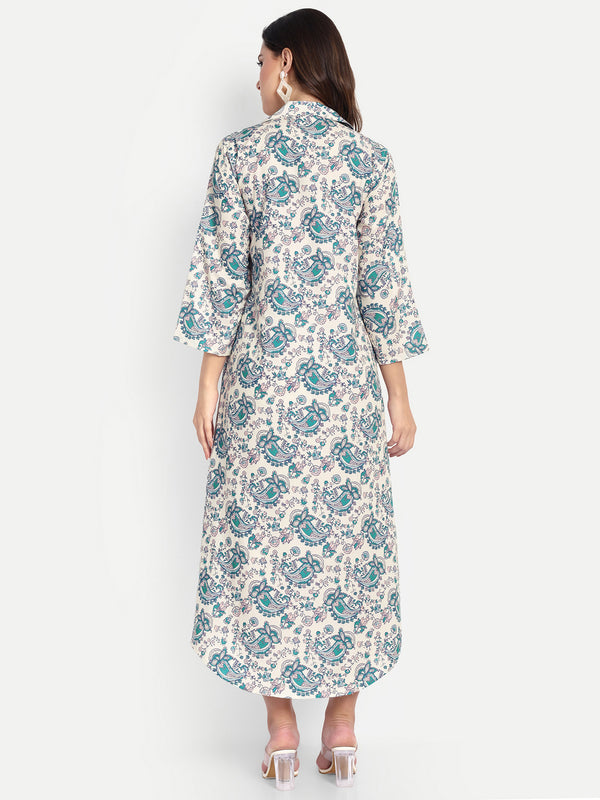 Women Ethnic Kurti – Long Kurti for Festive & Casual Wear off white