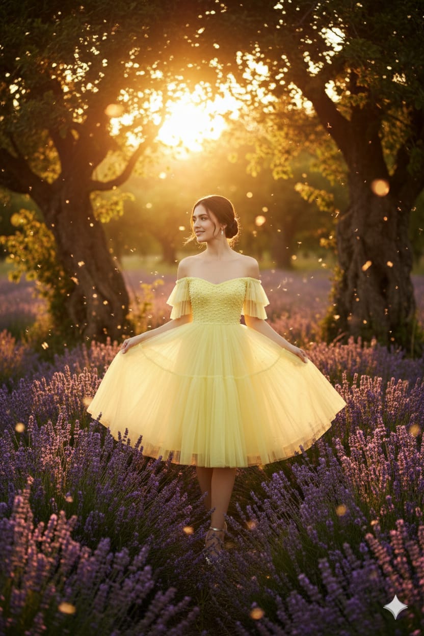 Elegant Women Off-Shoulder Flutter Sleeve Net Fit & Flare Dress – Party & Evening Wear yellow