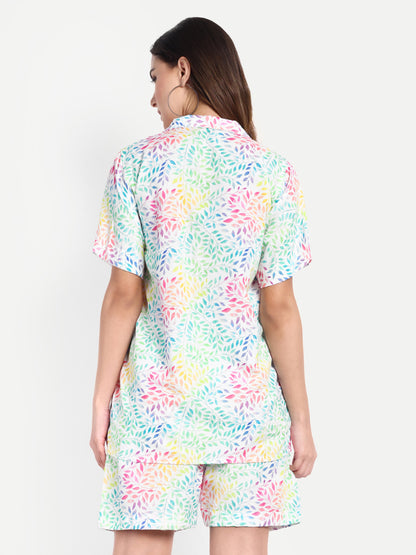 Women Casual Cord Set – Comfortable Summer Co-Ord Outfit white printed