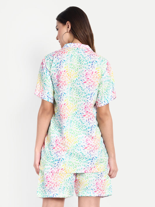 Women Casual Cord Set – Comfortable Summer Co-Ord Outfit white printed