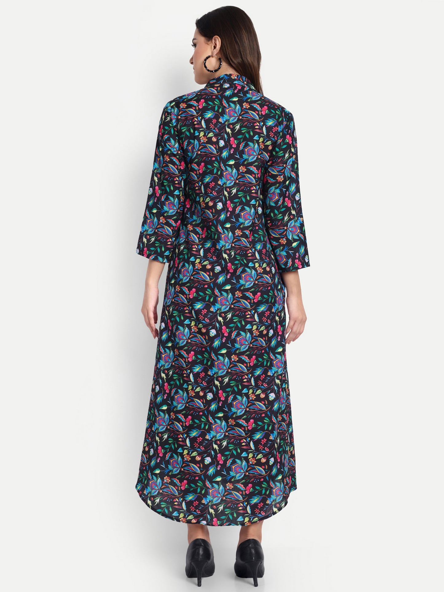 Women Ethnic Kurti – Long Kurti for Festive & Casual Wear black