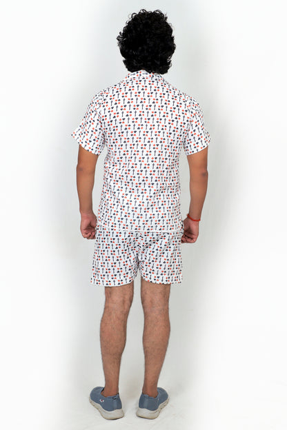 Men’s Co-Ord Set – Trendy T-Shirt & Bottom Wear Combo white printed