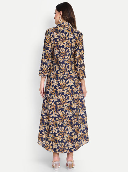 Women Ethnic Kurti – Long Kurti for Festive & Casual Wear navy blue