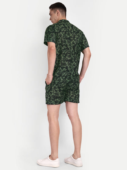 Men’s Co-Ord Set – Trendy T-Shirt & Bottom Wear Combo green print