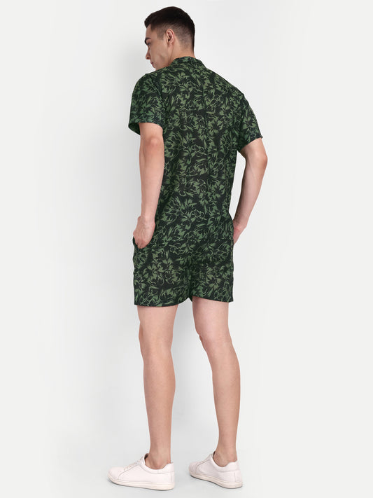 Men’s Co-Ord Set – Trendy T-Shirt & Bottom Wear Combo green print