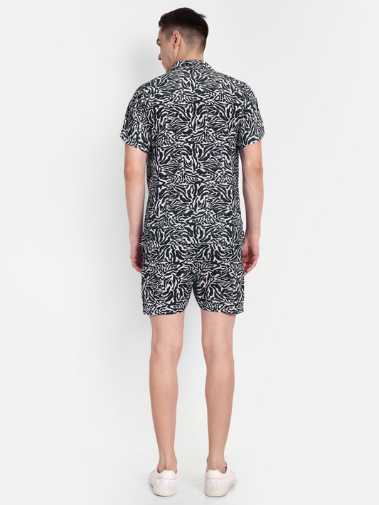 Men’s Co-Ord Set – Trendy T-Shirt & Bottom Wear Combo black printed