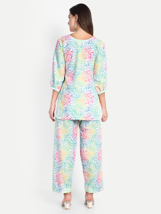 Elegant Women Co-ord Set – Stylish Matching Top & Bottom Outfit for Casual & Party Wear multicolor
