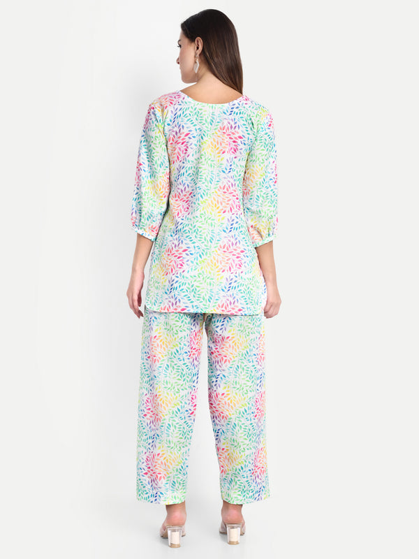 Elegant Women Co-ord Set – Stylish Matching Top & Bottom Outfit for Casual & Party Wear multicolor