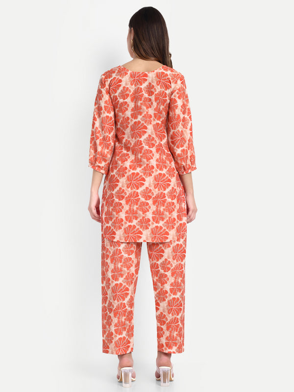 Elegant Women Co-ord Set – Stylish Matching Top & Bottom Outfit for Casual & Party Wear rust