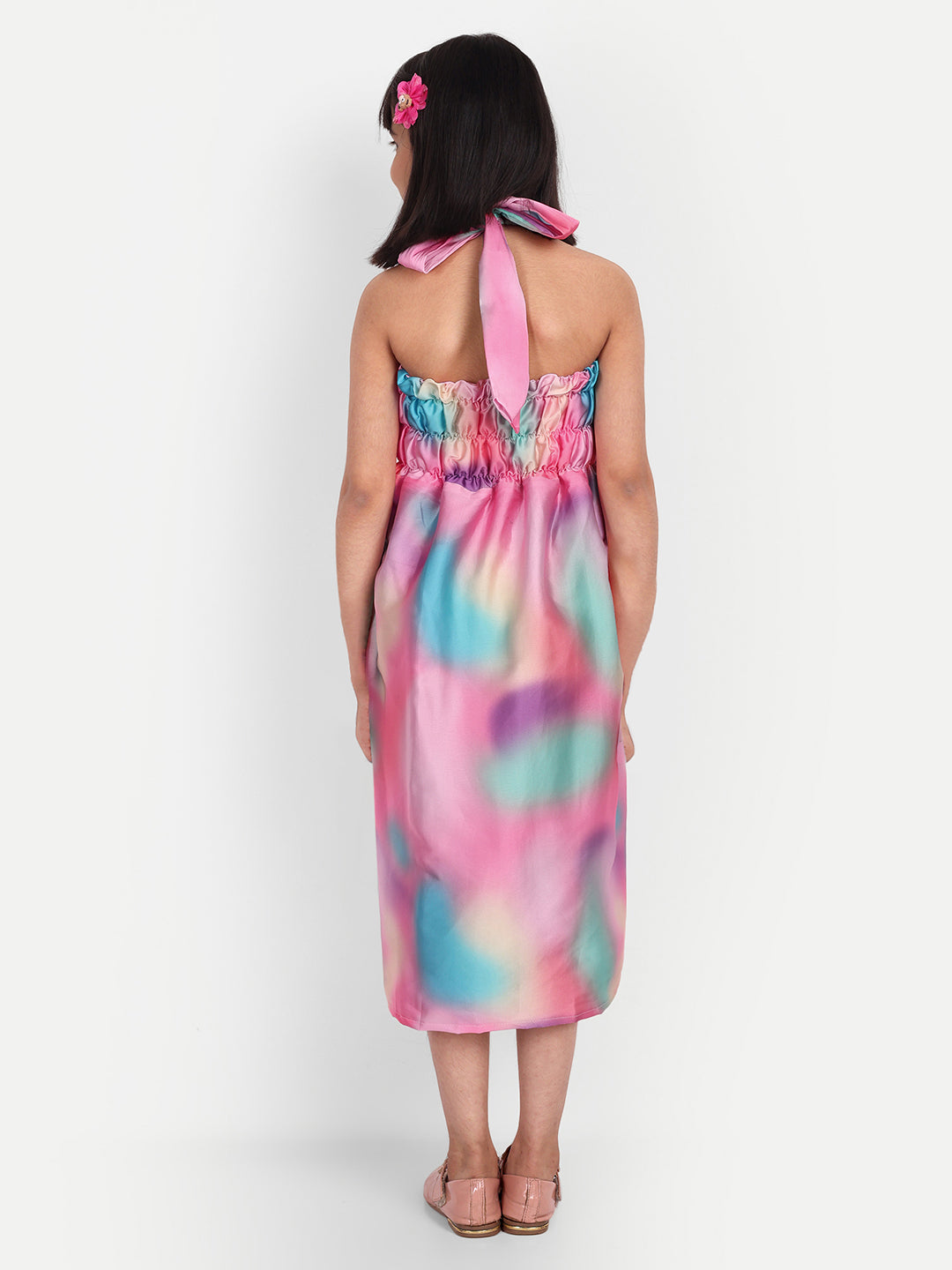 Girls Pastel Tie-Dye High-Low Party Dress