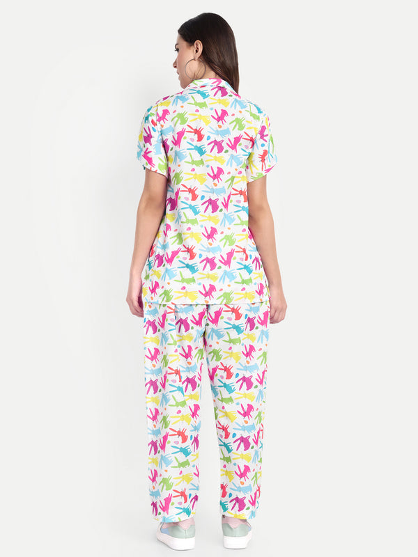 Elegant Women Co-ord Set – Stylish Matching Top & Bottom Outfit for Casual & Party Wear white