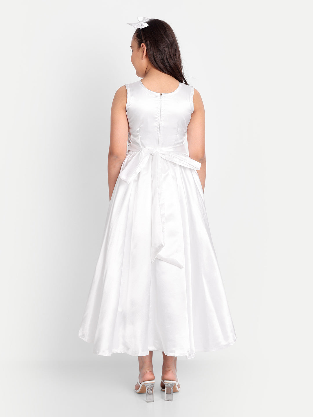 Girls White High-Low Princess Party Gown