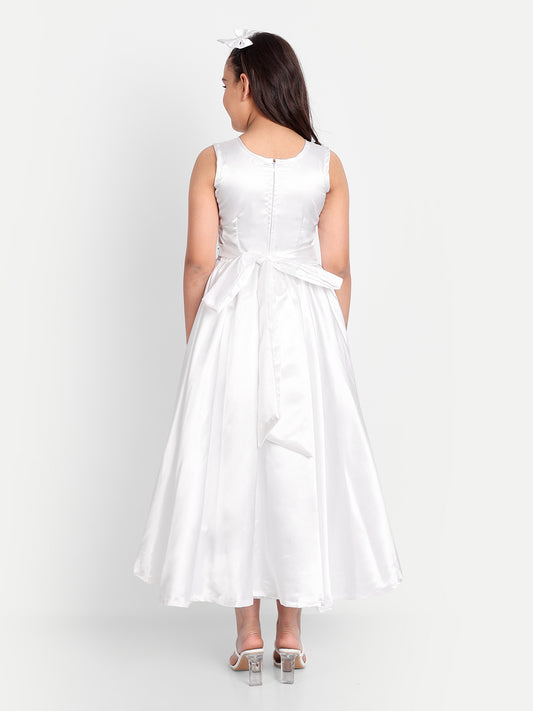 Girls White High-Low Princess Party Gown