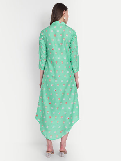 Women Ethnic Kurti – Long Kurti for Festive & Casual Wear mint green