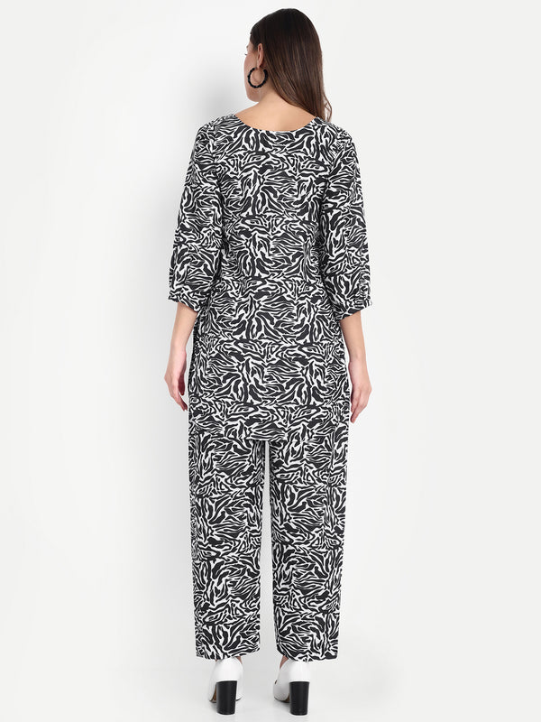 Elegant Women Co-ord Set – Stylish Matching Top & Bottom Outfit for Casual & Party Wear black