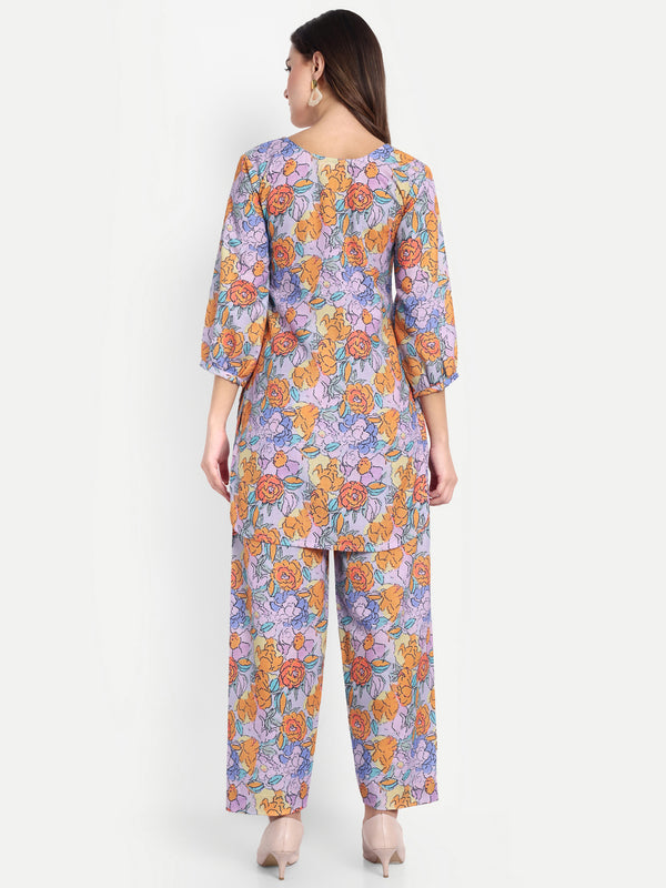 Elegant Women Co-ord Set – Stylish Matching Top & Bottom Outfit for Casual & Party Wear lavender