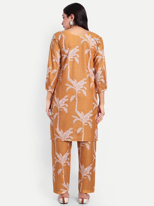 Elegant Women Co-ord Set – Stylish Matching Top & Bottom Outfit for Casual & Party Wear brown