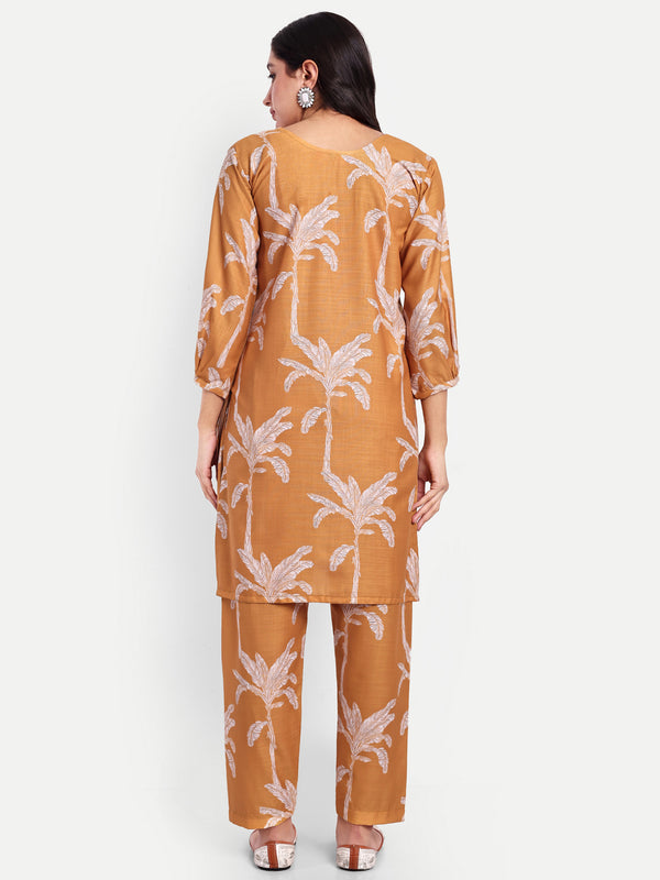 Elegant Women Co-ord Set – Stylish Matching Top & Bottom Outfit for Casual & Party Wear brown