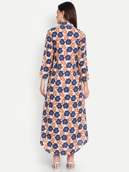 Women Ethnic Kurti – Long Kurti for Festive & Casual Wear navy blue