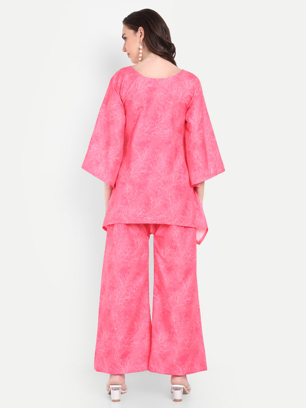Elegant Women Co-ord Set – Stylish Matching Top & Bottom Outfit for Casual & Party Wear pink
