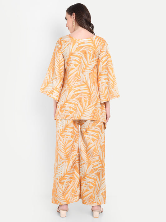 Elegant Women Co-ord Set – Stylish Matching Top & Bottom Outfit for Casual & Party Wear mustard orange