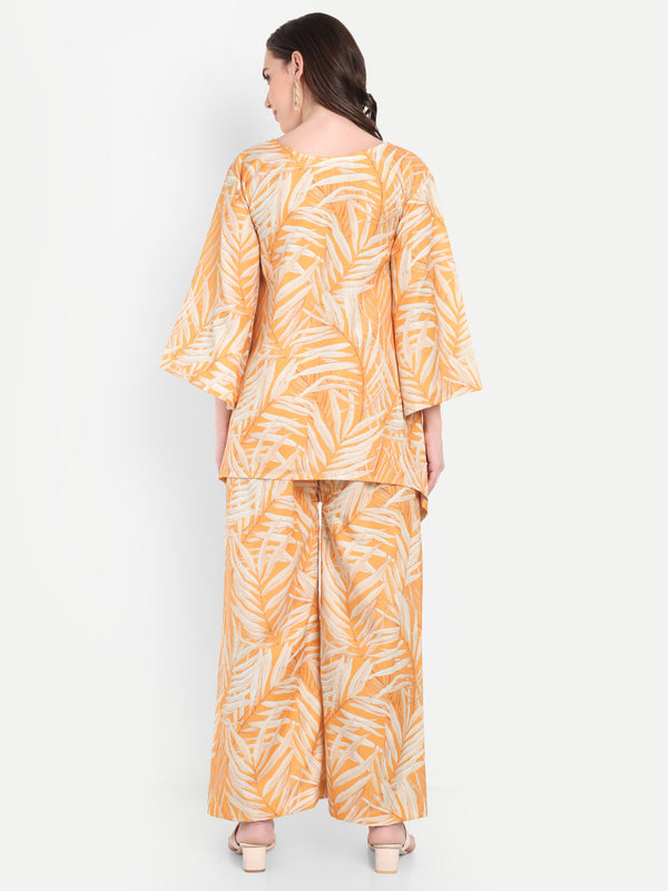 Elegant Women Co-ord Set – Stylish Matching Top & Bottom Outfit for Casual & Party Wear mustard orange