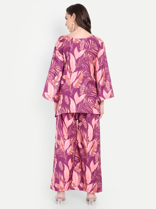 Elegant Women Co-ord Set – Stylish Matching Top & Bottom Outfit for Casual & Party Wear rose pink