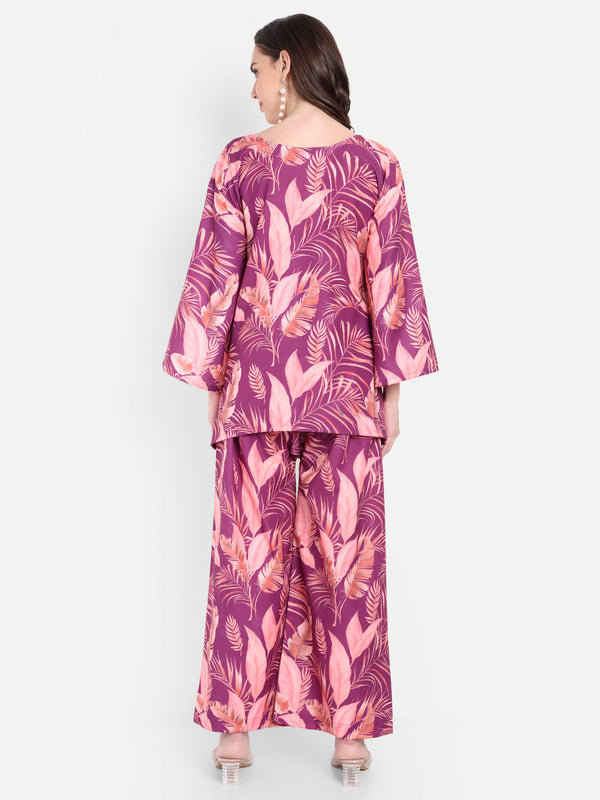 Elegant Women Co-ord Set – Stylish Matching Top & Bottom Outfit for Casual & Party Wear rose pink