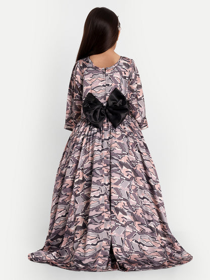 Girls Abstract Print High-Low Party Dress