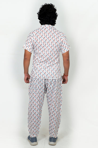 Men’s Co-Ord Set – Trendy T-Shirt & Bottom Wear Combo crisp white