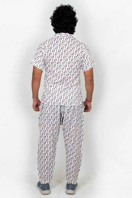 Men’s Co-Ord Set – Trendy T-Shirt & Bottom Wear Combo crisp white