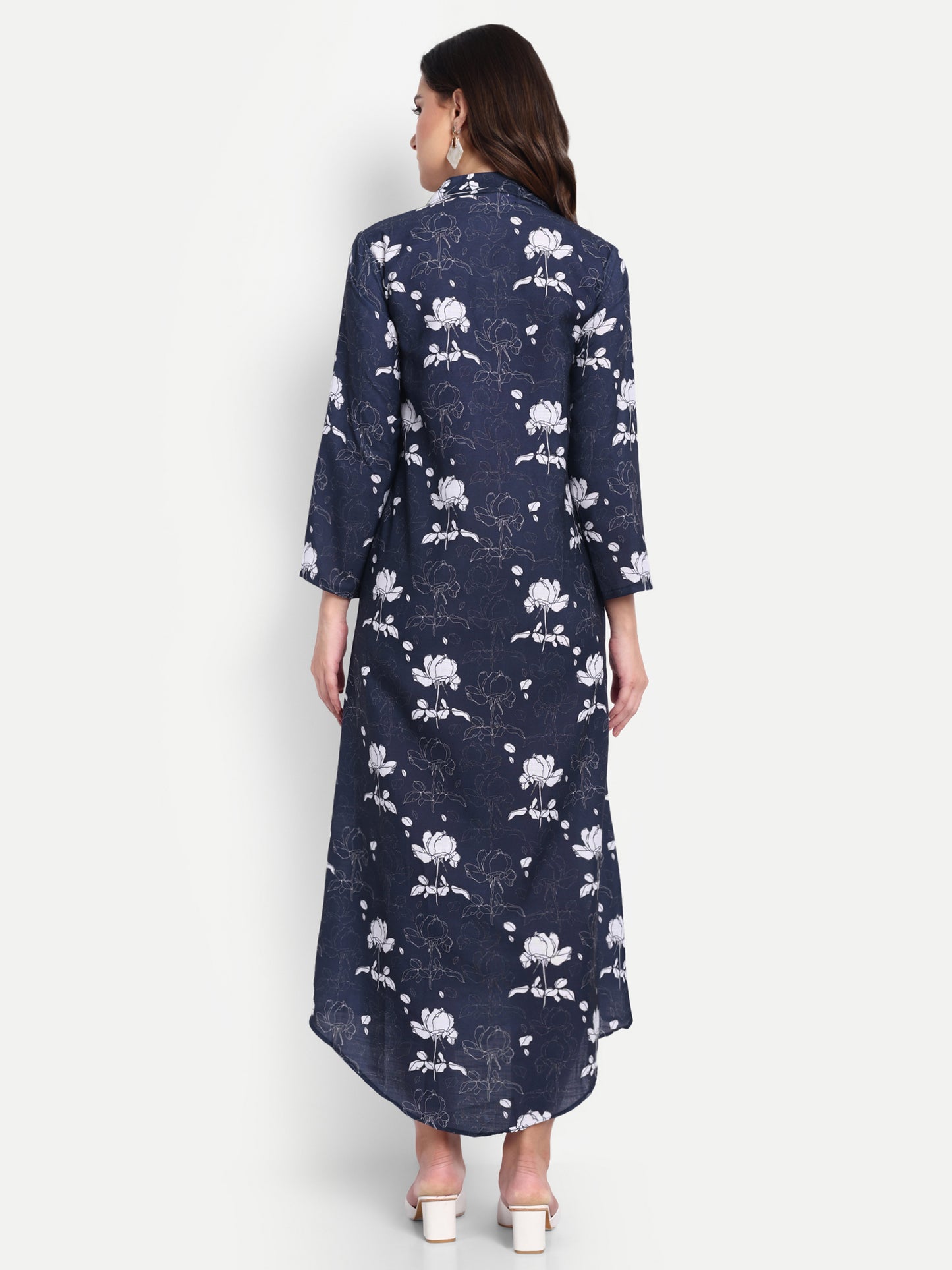 Women Ethnic Kurti – Long Kurti for Festive & Casual Wear navy blue
