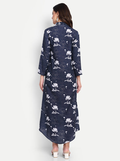 Women Ethnic Kurti – Long Kurti for Festive & Casual Wear navy blue