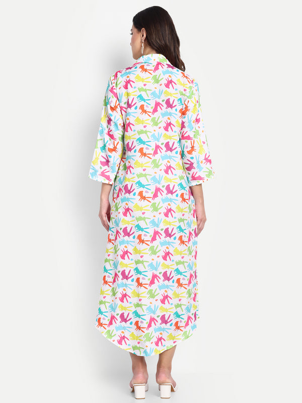 Women Ethnic Kurti – Long Kurti for Festive & Casual Wear white