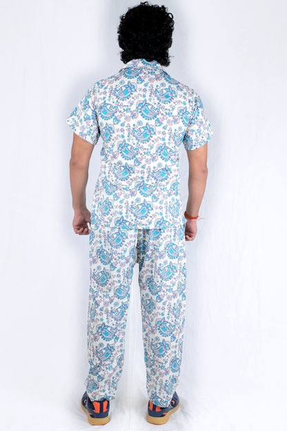 Men’s Co-Ord Set – Trendy T-Shirt & Bottom Wear Combo off white