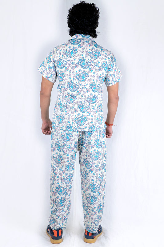 Men’s Co-Ord Set – Trendy T-Shirt & Bottom Wear Combo off white