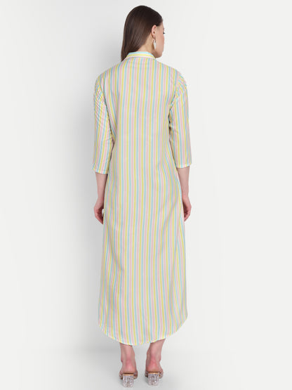 Women Ethnic Kurti – Long Kurti for Festive & Casual Wear lemon yellow