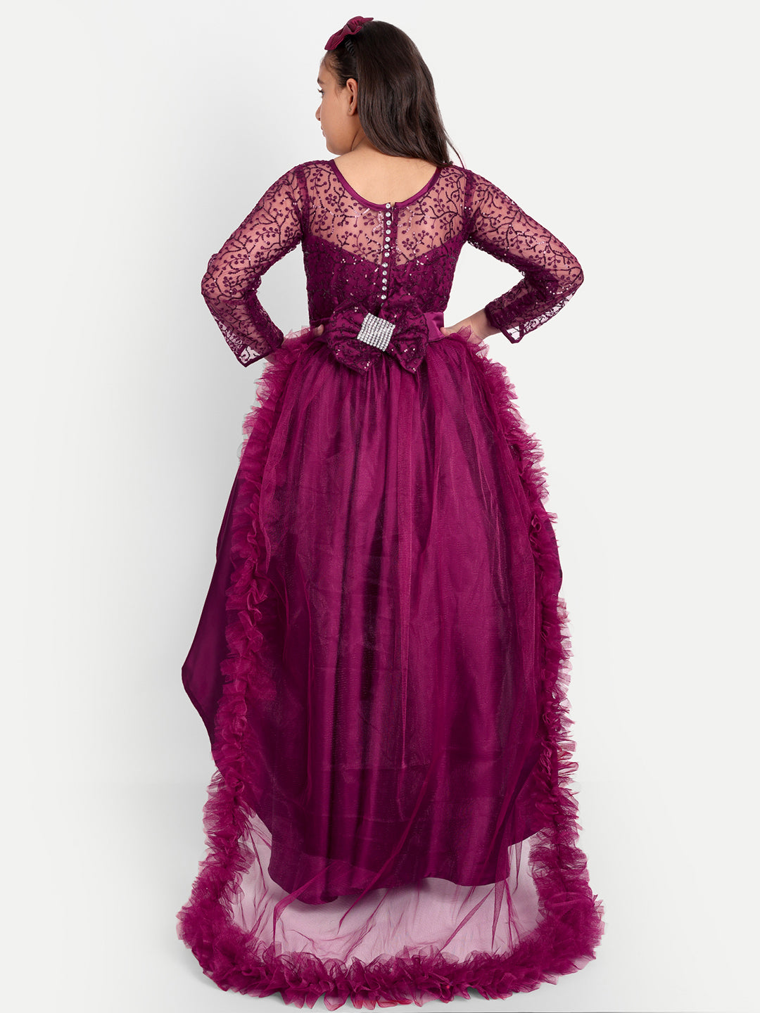 Girls Wine Purple High-Low Party Gown
