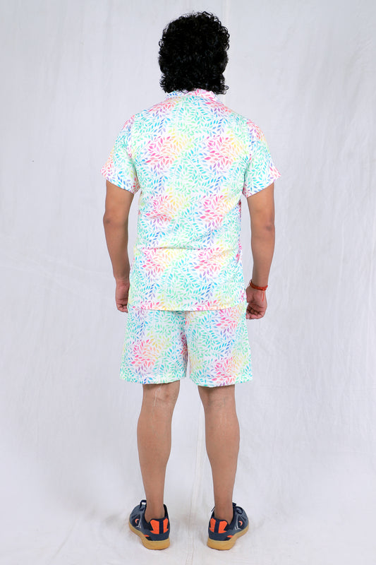 Men’s Co-Ord Set – Trendy T-Shirt & Bottom Wear Combo cyan