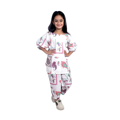 Kids Girls Cord Set – Comfortable & Stylish Matching Outfit white