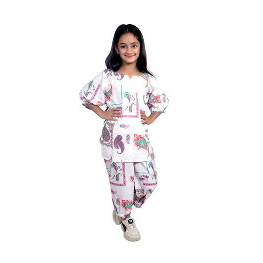 Kids Girls Cord Set – Comfortable & Stylish Matching Outfit white