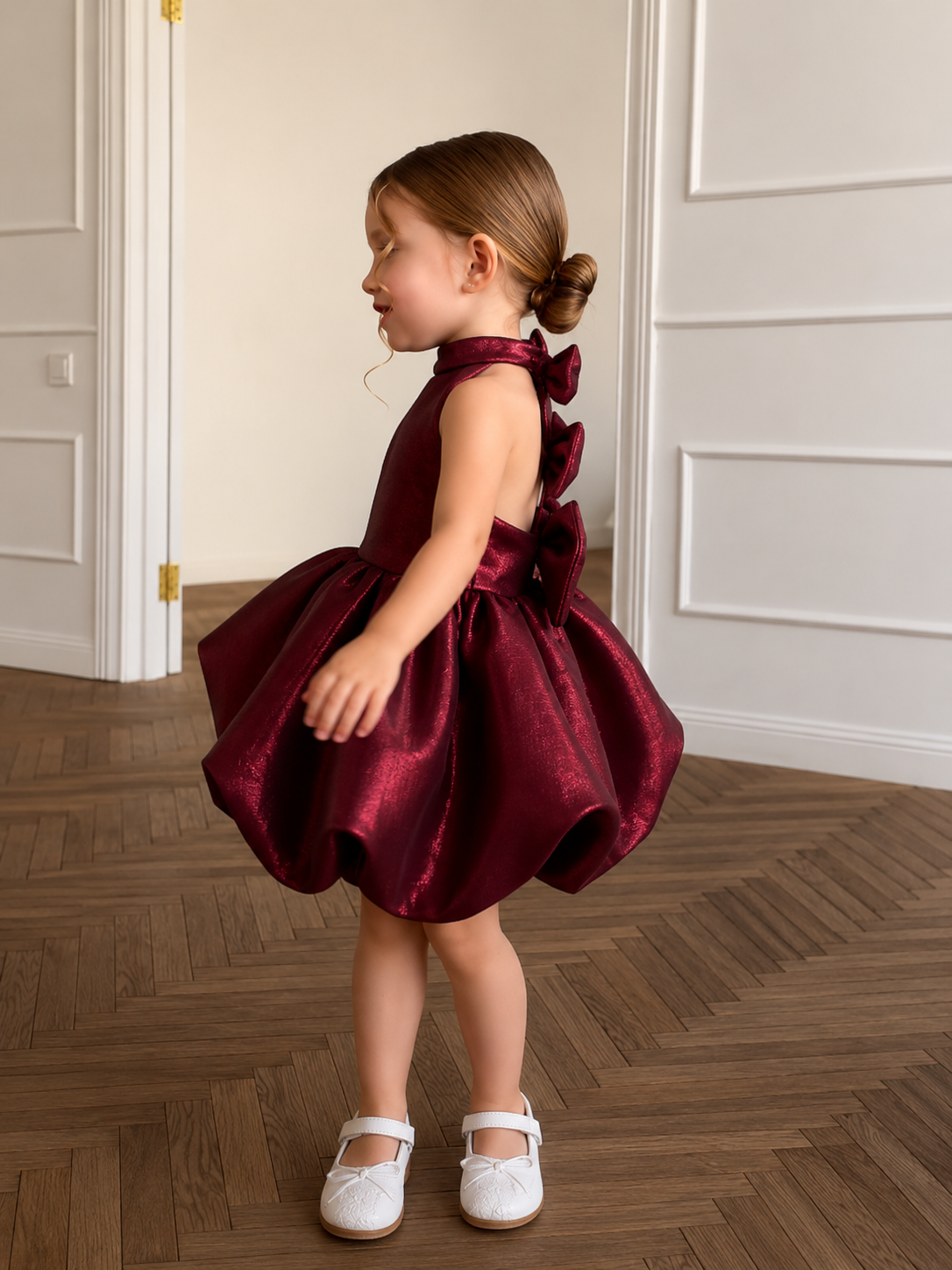 Burgundy Luxe Bubble Party Dress